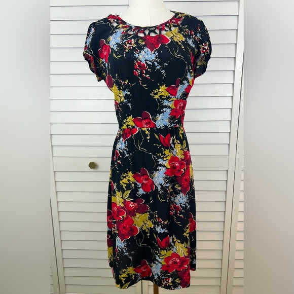 Trashy Diva Lupe Dress Black with Floral Print Sz 4 - Picture 1 of 7